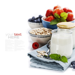 Healthy breakfast - yogurt with muesli and berries