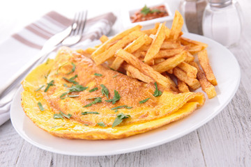 omelet and french fries