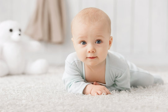 Portrait of a crawling baby
