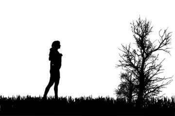 Vector silhouette of woman.