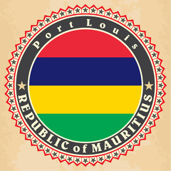Vintage label cards of  Mauritius  flag.