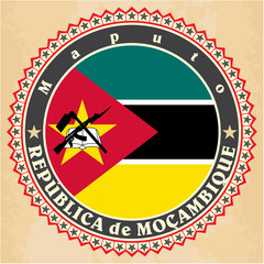 Vintage label cards of  Mozambique flag