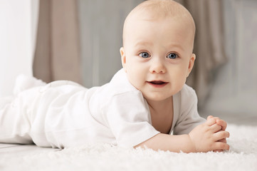Portrait of a crawling baby