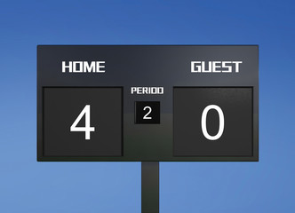 soccer scoreboard score 4 & 0