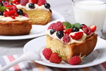 piece of berry pie on the plate closeup horizontal