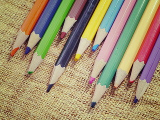 Color pencils old retro vintage style