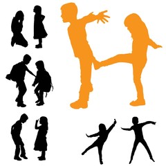 Vector silhouette of children.