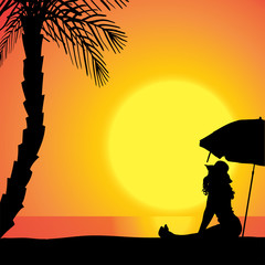Vector silhouette of woman.