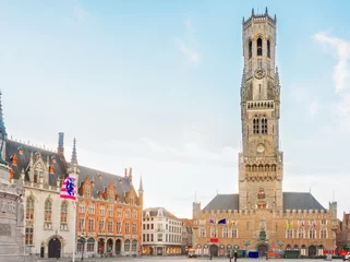 Foto auf Acrylglas Brügge Glockenturm von Brügge und Grote Markt, Belgien