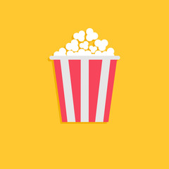 Popcorn. Cinema icon in flat dsign style.