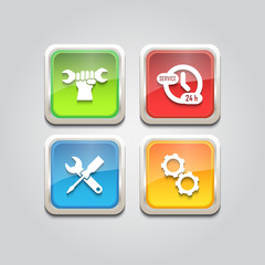 Web icon service gear, key