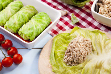 cabbage stuffed with rice and meat