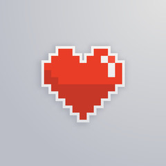 Pixel heart isolated vector