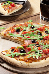 Pizza peperoni on plate