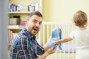 Fototapeta premium Father and daughter at home