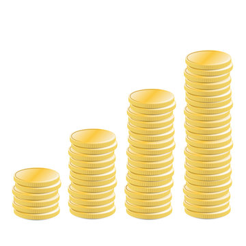 Stacked coins rising profit