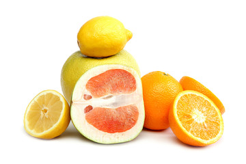 Citrus fruits isolated on white.