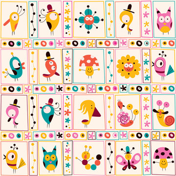 cute characters nature pattern