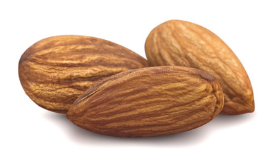 Three almonds isolated on white