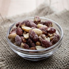 peanuts  in a glass bowl
