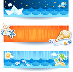 Holidays on the beach, set of banners