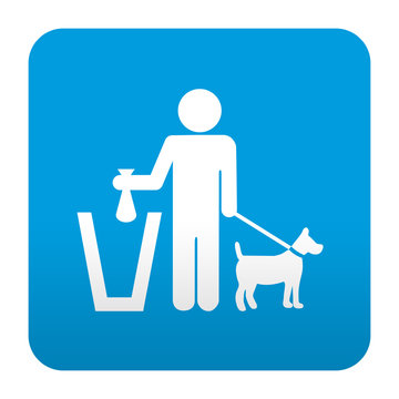 Etiqueta tipo app azul simbolo recogida excremento canino