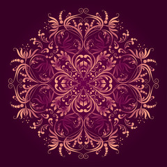 Floral pattern with round damask ornament