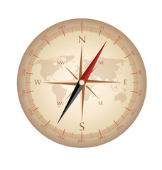 Compass With World Map As Background