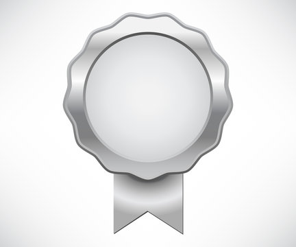 Silver seal of quality with ribbon