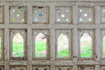 windows on white wall Thai ancient painting design