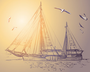 pirate ship in ocean