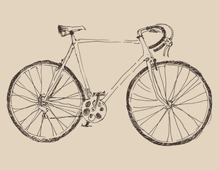 Fototapeta premium bicycle (racing bike) vintage illustration, engraved style