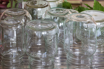 Erdbeermarmelade Kochen Einmachgläser werden vorbereitet