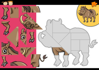Fototapeta premium cartoon warthog jigsaw puzzle game