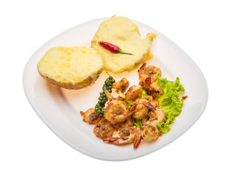 Garlic shrimps with potato