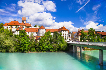 Fototapeta na wymiar scenic Bavaria , Fussen town, view with castle