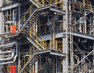 Fototapeta premium Industrial view at oil refinery plant form industry zone