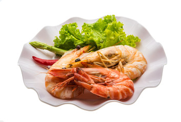 Boiled king prawns