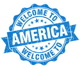 Welcome to America blue grungy vintage isolated seal