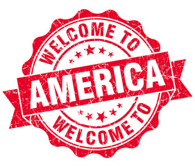 Welcome to America red grungy vintage isolated seal