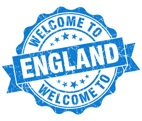 Welcome to England blue grungy vintage isolated seal