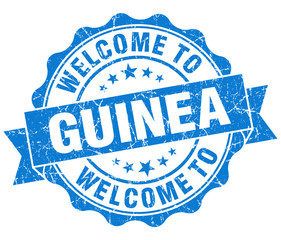 Welcome to Guinea blue grungy vintage isolated seal