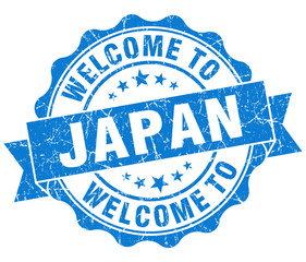 Welcome to Japan blue grungy vintage isolated seal