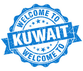 Obraz premium Welcome to Kuwait blue grungy vintage isolated seal