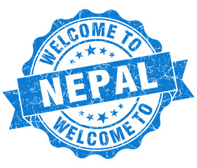 Welcome to Nepal blue grungy vintage isolated seal