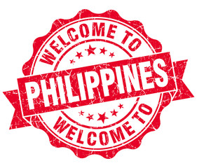 Welcome to Philippines red grungy vintage isolated seal