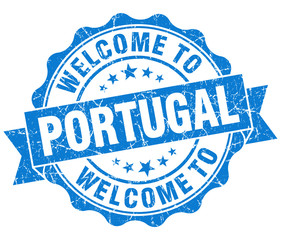 Welcome to Portugal blue grungy vintage isolated seal