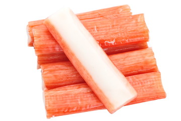 Japanese seafood crab sticks on white background