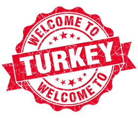 Obraz premium Welcome to Turkey red grungy vintage isolated seal