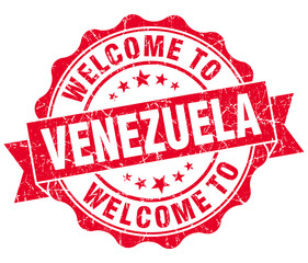 Welcome to Venezuela red grungy vintage isolated seal
